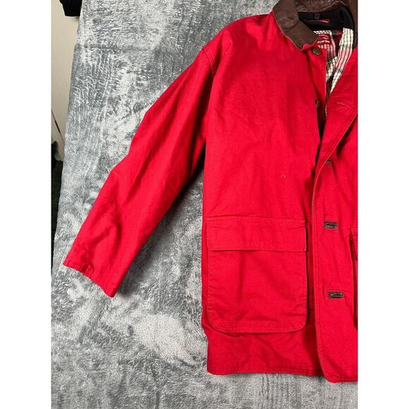Marlboro Country Store Red Barn Coat Jacket Small Removable Plaid Liner Leather - Picture 8 of 11